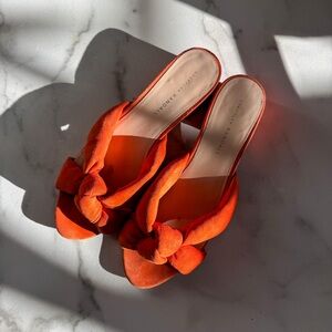 Loeffler Randall Elsie Knot Sandal Coral Orange Slide Knotted Sandals Size 9